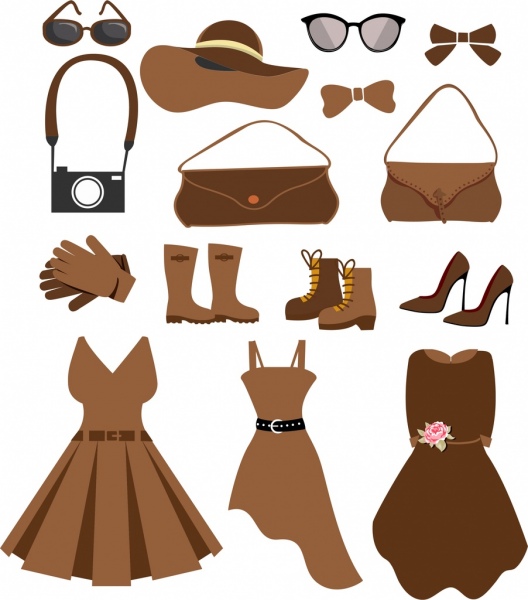 女装时尚饰品图标黑褐色设计