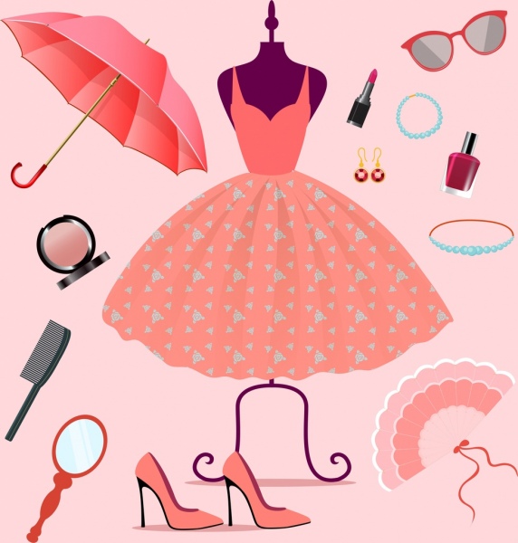 donna accessorio icone 3d arredamento rosa