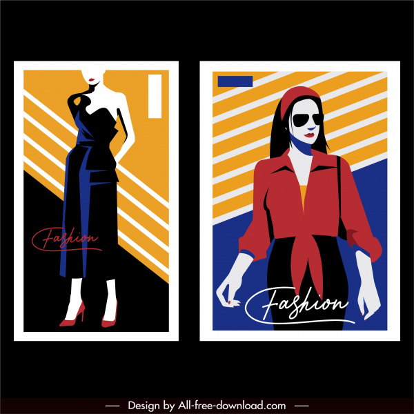 wanita fashion banner elegan desain warna-warni klasik
