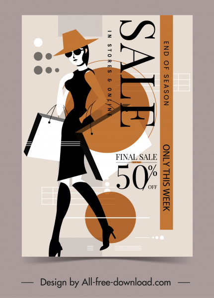 Frau Mode Verkauf Poster Dame Skizze modernes Design
