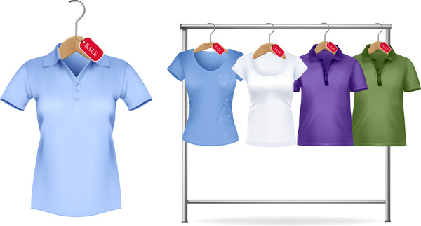 Frau-Polo-Shirt-Verkauf auf Kleiderbügel