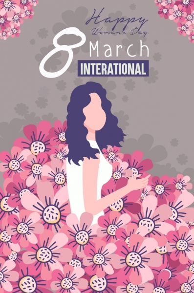 يوم المرأة لافتة الزهور ديكور التصميم الكلاسيكي