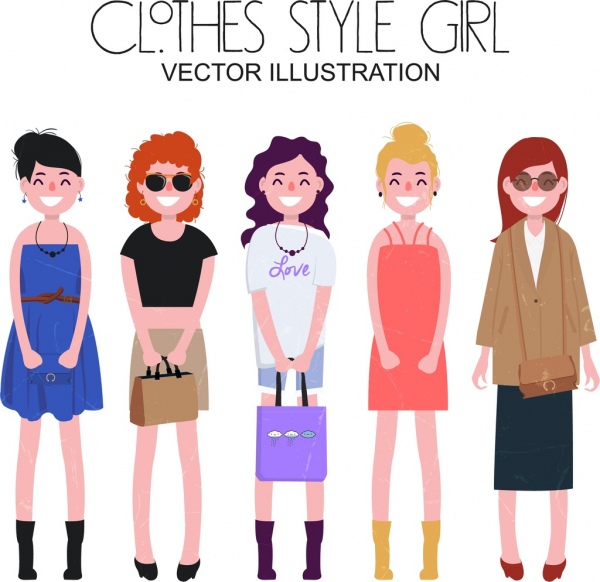 Frauen Mode Kollektion modernes Design farbigen cartoon