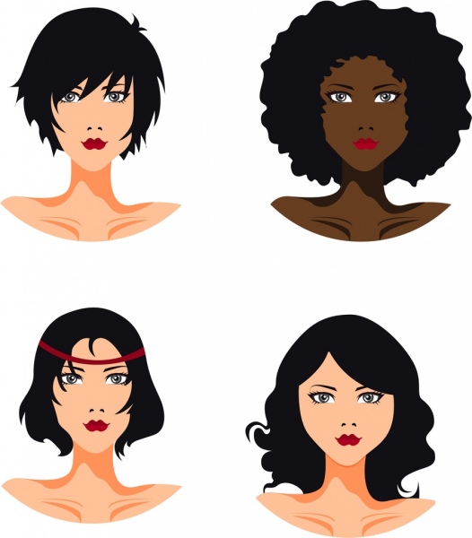 as mulheres penteado modelo moderno estilo retrato ícones