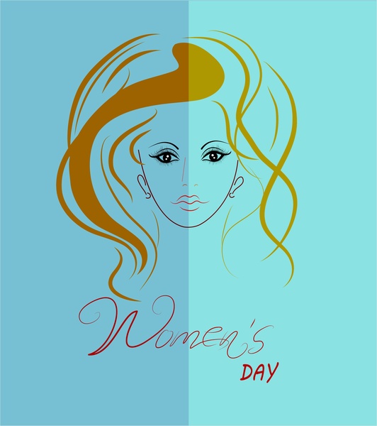 Womens Tag Dekoration Vorlage entwerfen mit Porträt Skizze