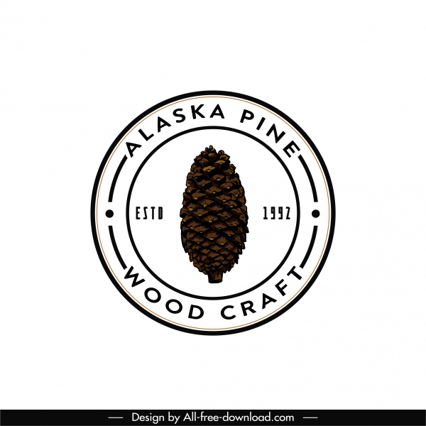 Woodcraft Logo Vorlage klassische flache Kreis-Design