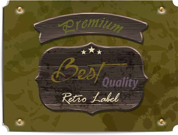 hölzerne Banner Premium und Qualitätssiegel