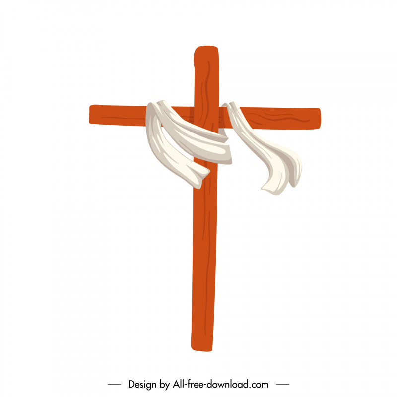 icono de signo de cruz de madera decoración de tela envuelta dinámica