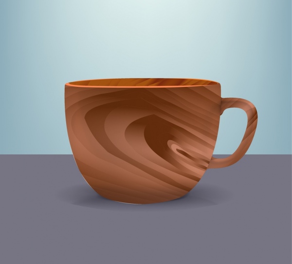Copa de diseño 3D icono de madera color