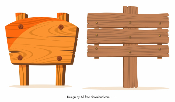 Holz-Schild-Vorlagen retro braun Design