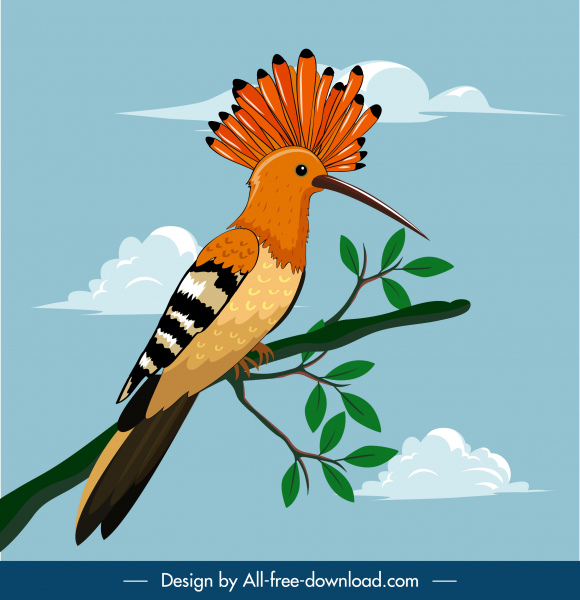 ağaçkakan kuş boyama karikatür tasarımı renkli eskiz