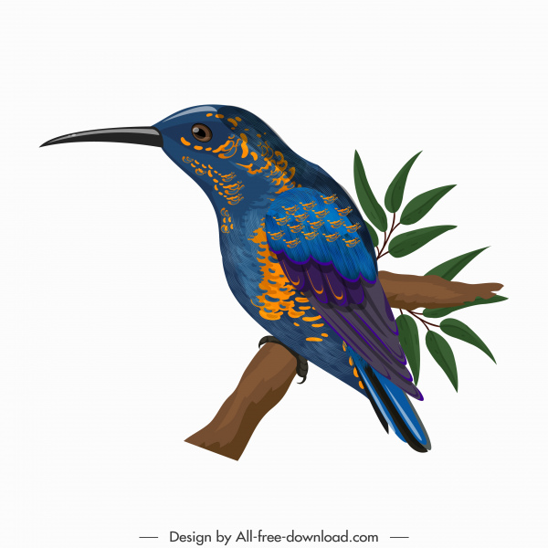 pica-pau ícone colorido empoleirando esboço design