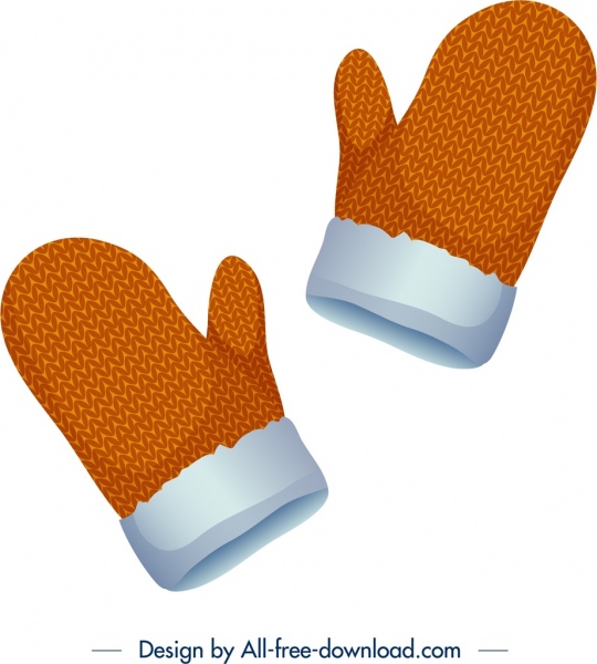 diseño de maqueta naranja de los iconos de guantes lana