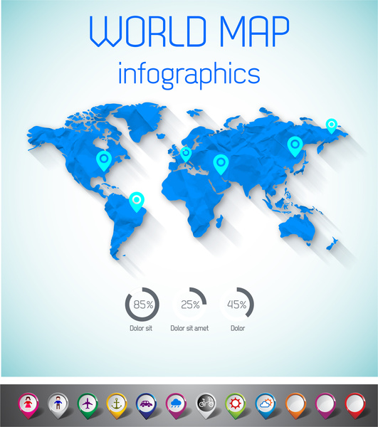 kata peta infographic dengan pin