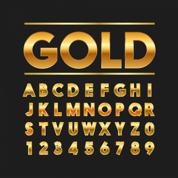 Mots, signes de numérotation décor de fond d’or brillant