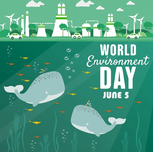 Welt-Tag-Banner Wale Pflanze Symbole