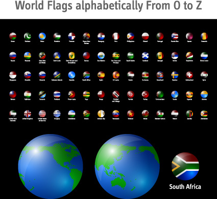 Dünya bayrakları simgeler vektör set