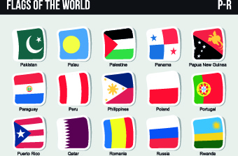 dunia flags stiker desain vector set
