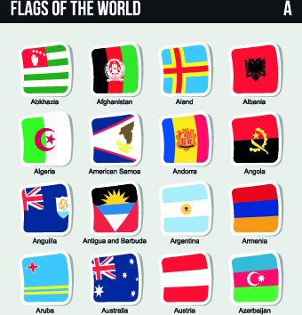 mondo flag adesivi disegno vettoriale set
