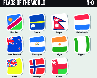 monde drapeaux autocollants design set vector