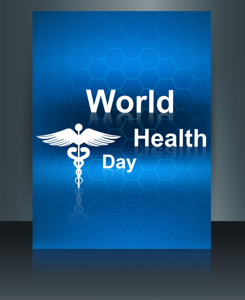 世界健康日ベクトル概念医療背景パンフレット カドゥケウス医療シンボル デザイン テンプレート