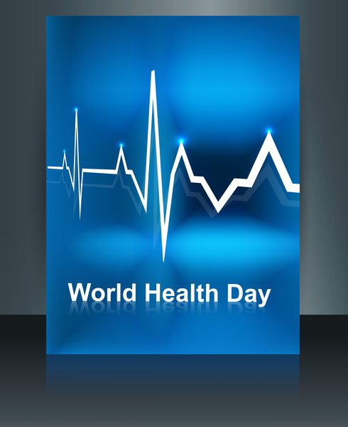 世界衛生日向量概念醫學背景的宣傳冊上蛇杖醫學符號設計範本