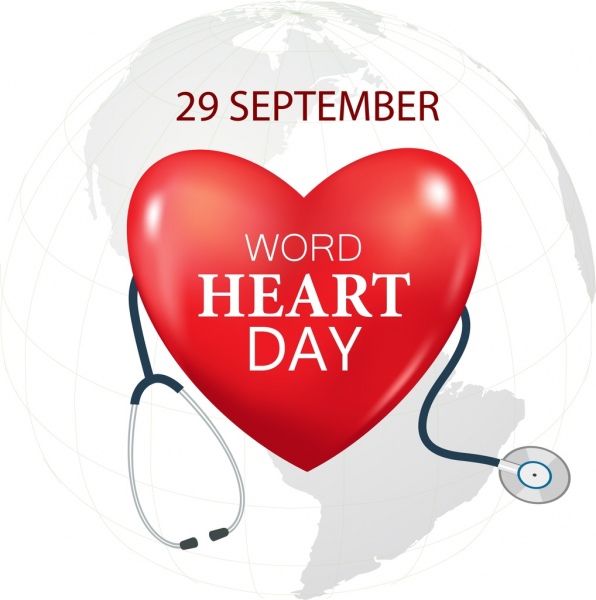 โลกหัวใจแบนเนอร์ไอคอนเครื่องมือแพทย์โลกขอบจาง