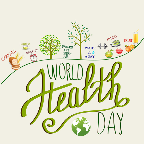 Dünya Sağlık günü afiş tasarım ile gerçekçi Icons