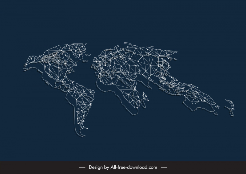 sketsa koneksi garis titik latar belakang peta dunia