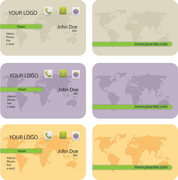 peta dunia bisnis kartu template dengan sudut-sudut membulat