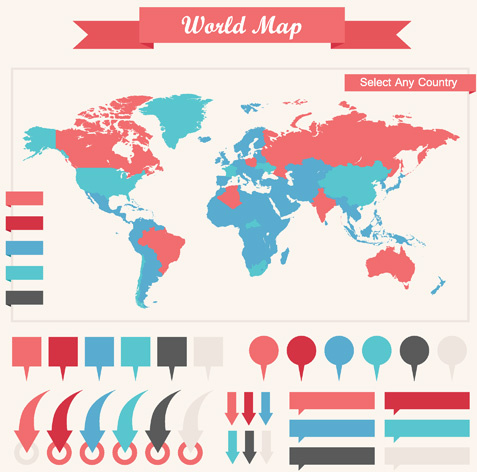 World Map With Business Infographic Vector