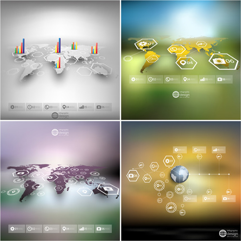 Weltkarten Infografiken Design Vektoren