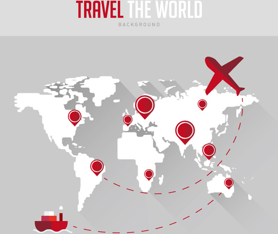Weltkarten mit Reisen Vektor Hintergrund