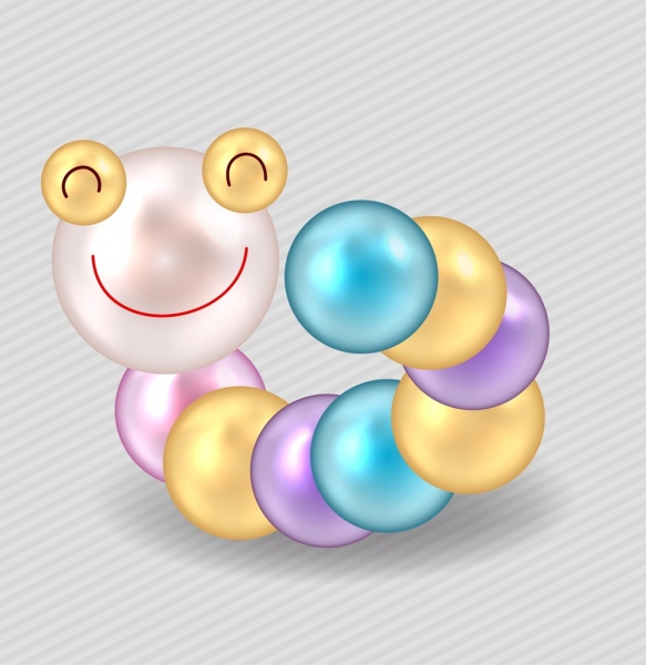 蠕蟲玩具範本閃亮多彩設計可愛程式化