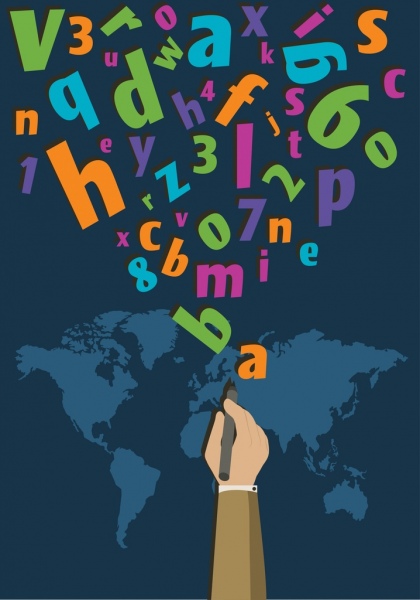 sfondo colorato a mano (alfabeti mappa icone