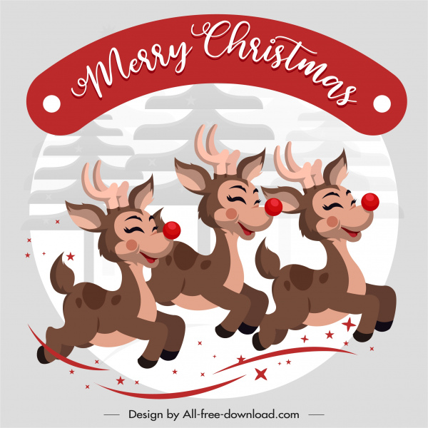 bandera de navidad divertido renos boceto diseño de dibujos animados