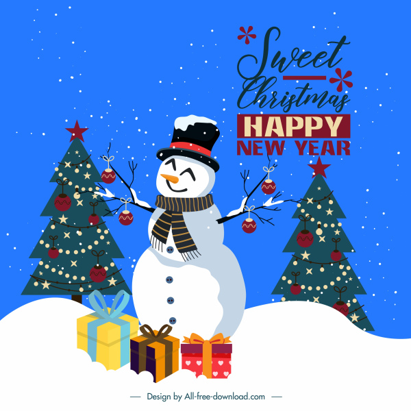 xmas banner plantilla abetos snowman decoración regalo