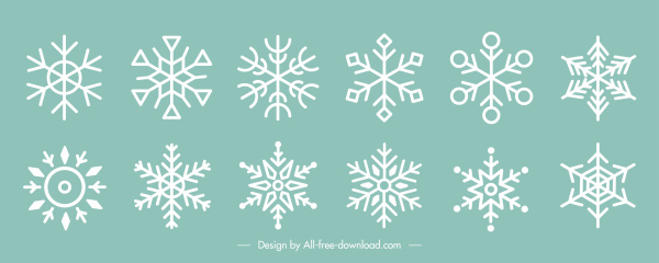 рождественские декоративные элементы снежинки формы эскиз плоская симметрия