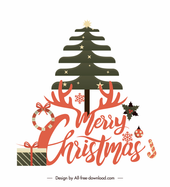 크리스마스 디자인 요소 플랫 전나무 선물 baubles
