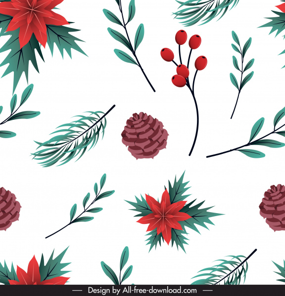 navidad patrón flores clásicas pinos símbolo repitiendo decoración
