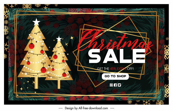 navidad venta banner abetos de decoración de elementos de pino borrosos