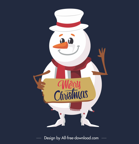 クリスマス雪だるまのアイコンかわいい様式化された漫画のキャラクター