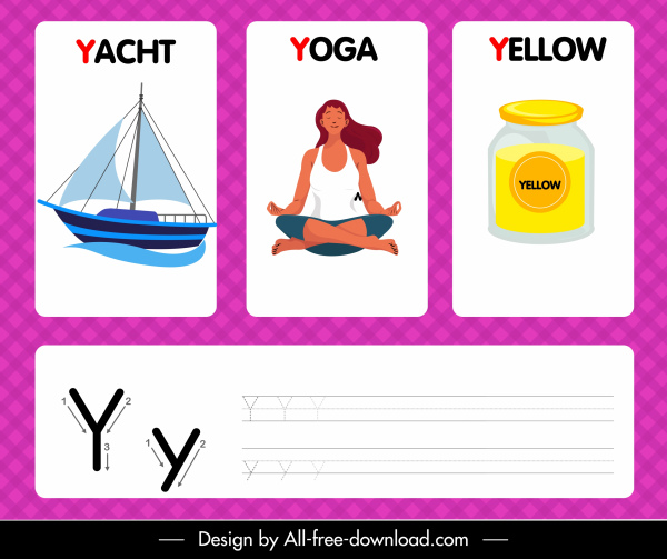 y alphabet estudio plantilla yate de yoga jar boceto