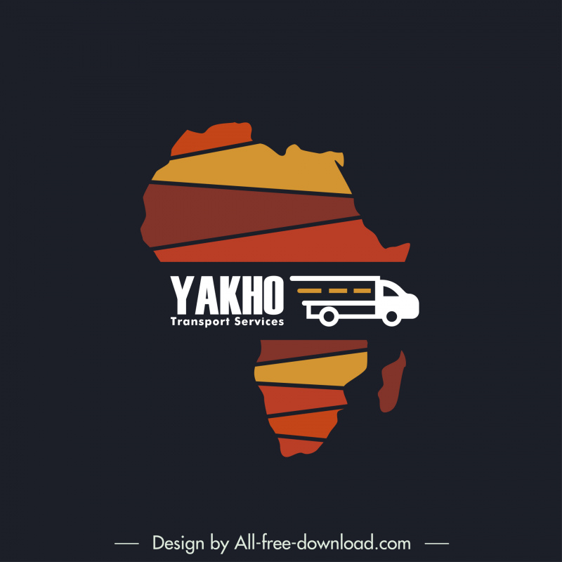 yakho บริการขนส่งโลโก้แบบร่างรถบรรทุกแผนที่แบน