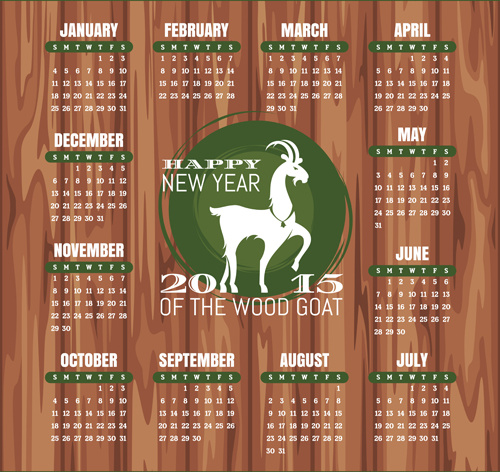 año del vector de calendario sheep15