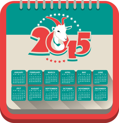Jahr des Vektors sheep15 Kalender