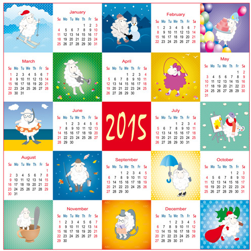 tahun kalender sheep15 vektor