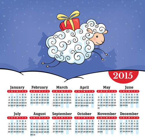 Jahr des Vektors sheep15 Kalender