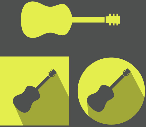 ícones de guitarra amarelo vector design