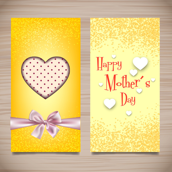 cartão de dia de mãe amarelo desinged com corações